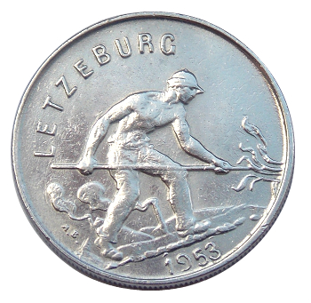 Люксембург 1953 год 1 франк