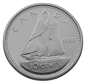 Канада 10 центов  1990 год